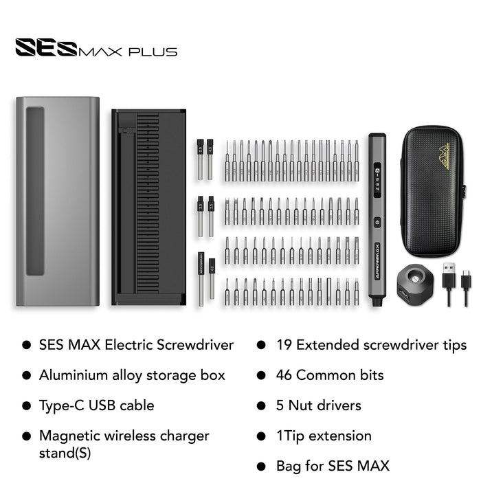 SES MAX PLUS Smart Motion Control Electric Screwdriver With Alu Case (70 in 1)(AM-230614)