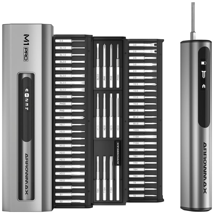 M1 PRO Electric Screwdriver With Alu Case (60 in 1) 10kgf.cm Space Gray(AM-230713-G)