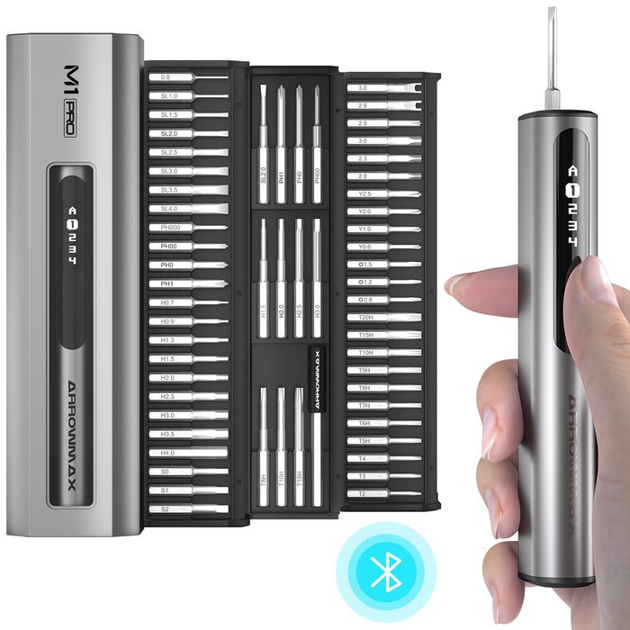 M1 PRO Electric Screwdriver With Alu Case (60 in 1) 10kgf.cm Space Gray(AM-230713-G)