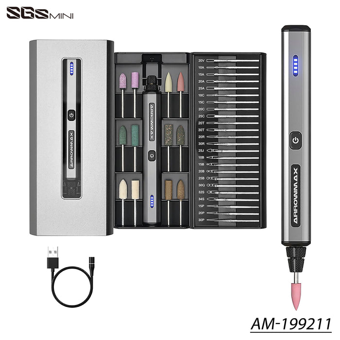 AM-199211 SGS MINI Electric Engraving & Polishing Pen With Alu Case (36 in 1) Space Gray