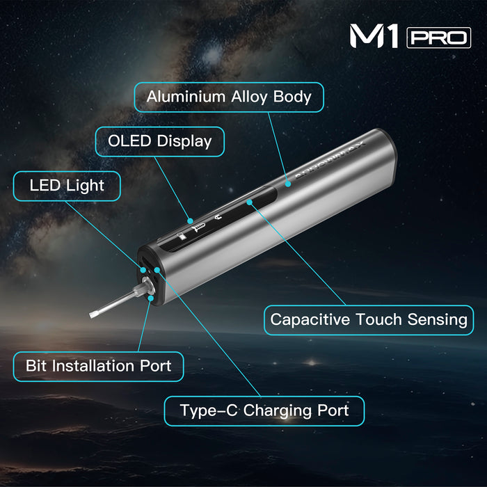 M1 PRO Electric Screwdriver With Alu Case (60 in 1) 10kgf.cm Space Gray(AM-230713-G)