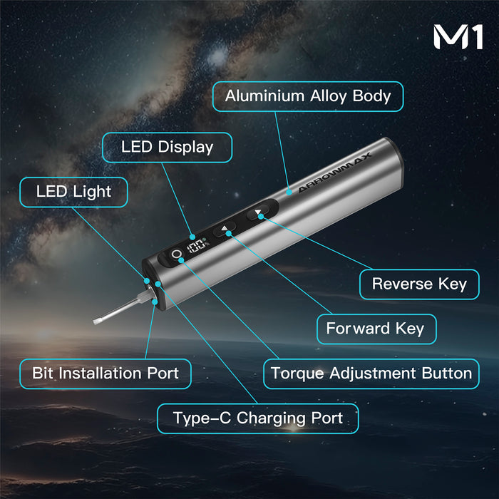 M1 Electric Screwdriver With Alu Case (60 in 1) 10kgf.cm(AM-230711)