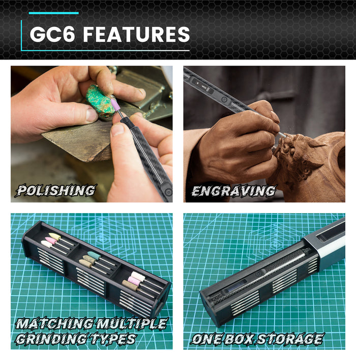 GC6 Smart Electric Engraving & Polishing Pen With Alu Case (39 in 1) Space Black(AM-230316)