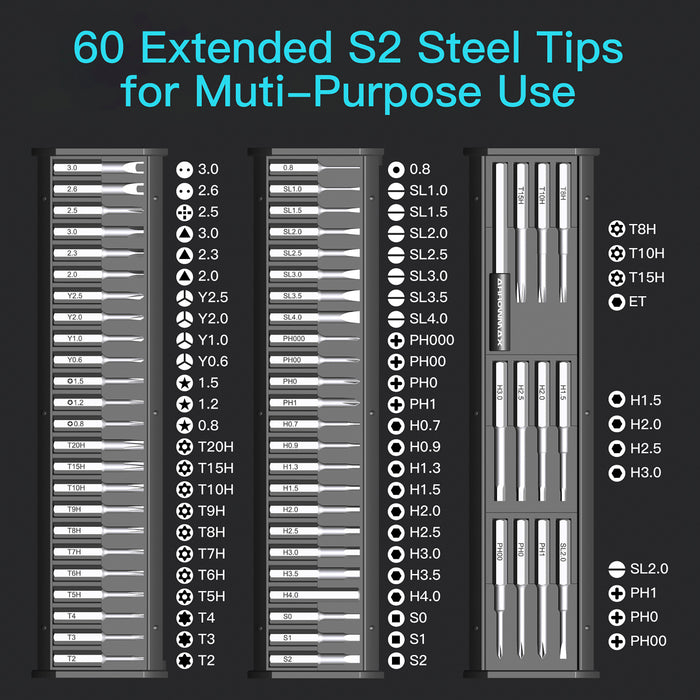 SES NANO Electric Screwdriver With Alu Case (60 in 1) 5kgf.cm Space Gray(AM-230411-G)