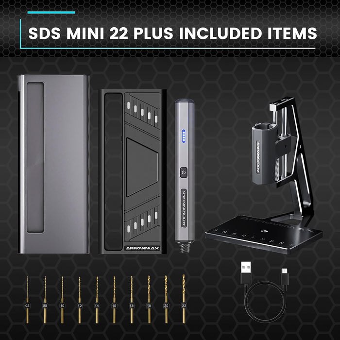 SDS Mini22 PLUS Electric Drill With Alu Case + Benchtop Drill Press(Space Gray)(AM-230672)