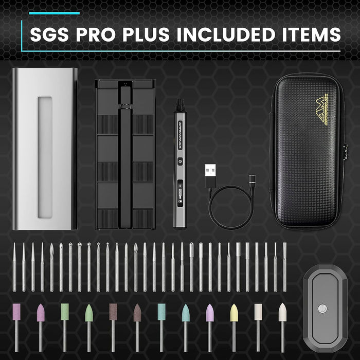 SGS PRO PLUS Smart Electric Engraving & Polishing Pen With Alu Case (42 in 1) Space Gray + SGS bag + Wireless Charger Stand (L)(AM-199214)