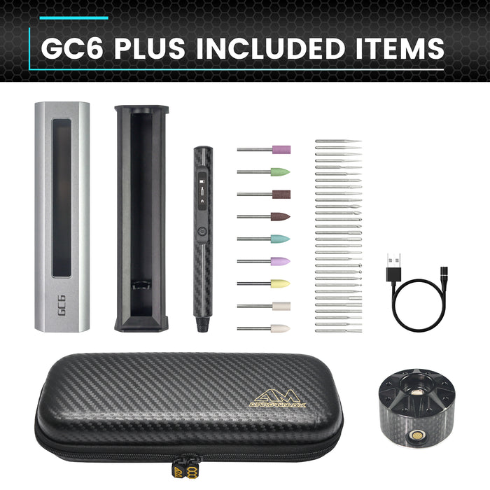 GC6 Plus Smart Electric Engraving & Polishing Pen With Alu Case (39 in 1) Space Black GC6 Bag+ Magnetic wireless charger stand(AM-230317)