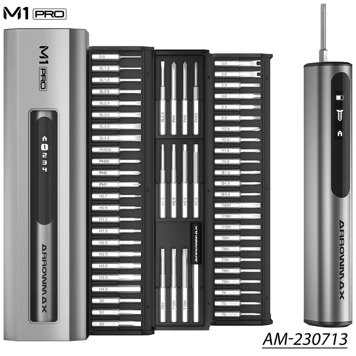 M1 PRO Electric Screwdriver With Alu Case (60 in 1) 10kgf.cm Space Gray(AM-230713-G)
