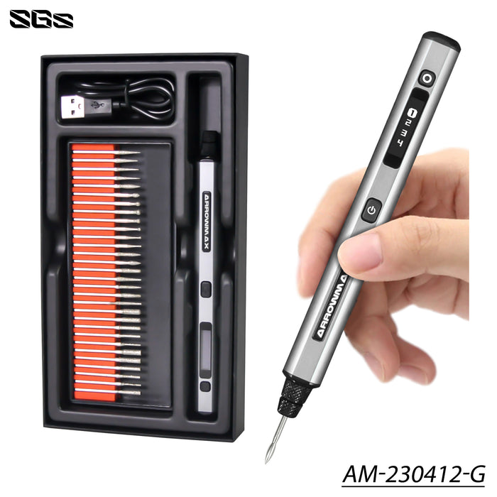 SGS Electric Engraving Pen With 30 Bits Space Gray(AM-230412-G)