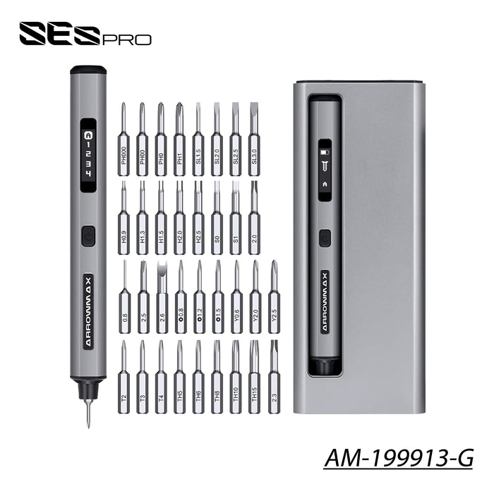 AM-199913 SES PRO Smart Motion Control Electric Screwdriver With Alu Case (34 in 1)