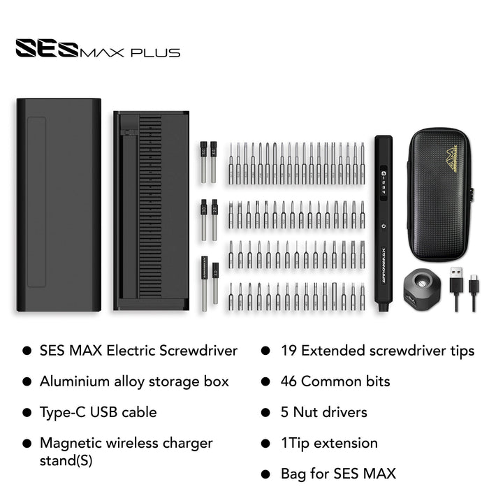 AM-230614 SES MAX PLUS Smart Motion Control Electric Screwdriver With Alu Case (70 in 1)