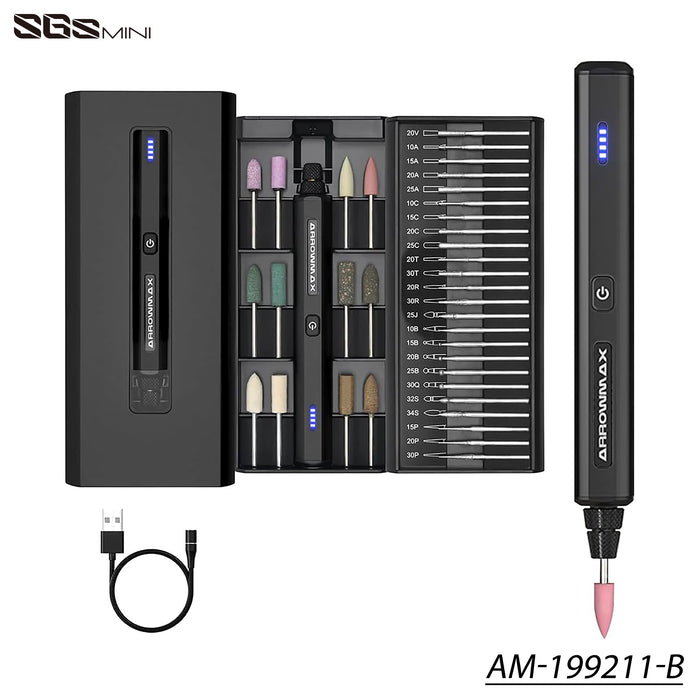 AM-199211 SGS MINI Electric Engraving & Polishing Pen With Alu Case (36 in 1) Space Gray