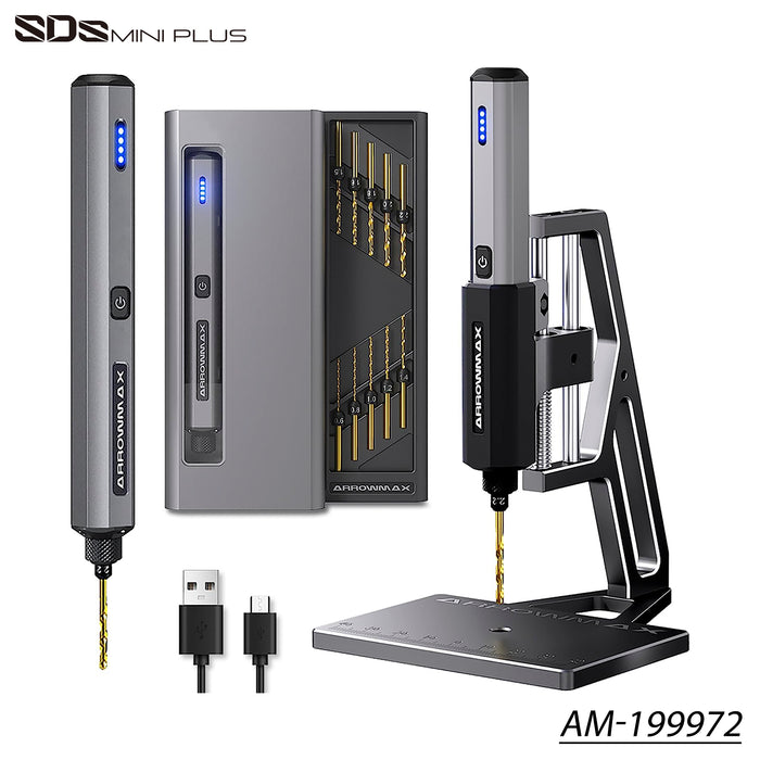 AM-199972 SDS MINI PLUS Mini Electric Drill With Alu Case + Benchtop Drill Press
