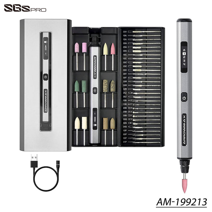 AM-199213 SGS PRO Smart Electric Engraving & Polishing Pen With Alu Case (42 in 1) Space Gray