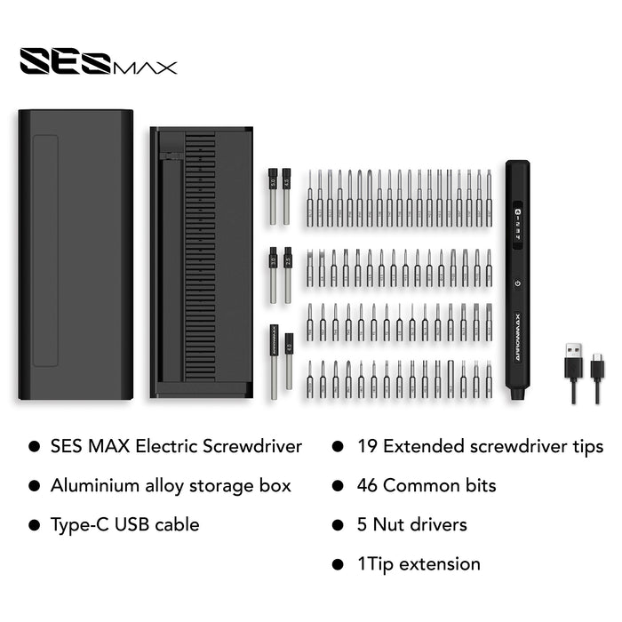 SES MAX Smart Motion Control Electric Screwdriver With Alu Case (70 in 1)(AM-230613)