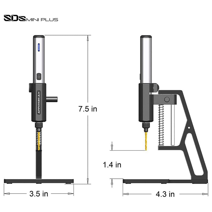 AM-199972 SDS MINI PLUS Mini Electric Drill With Alu Case + Benchtop Drill Press