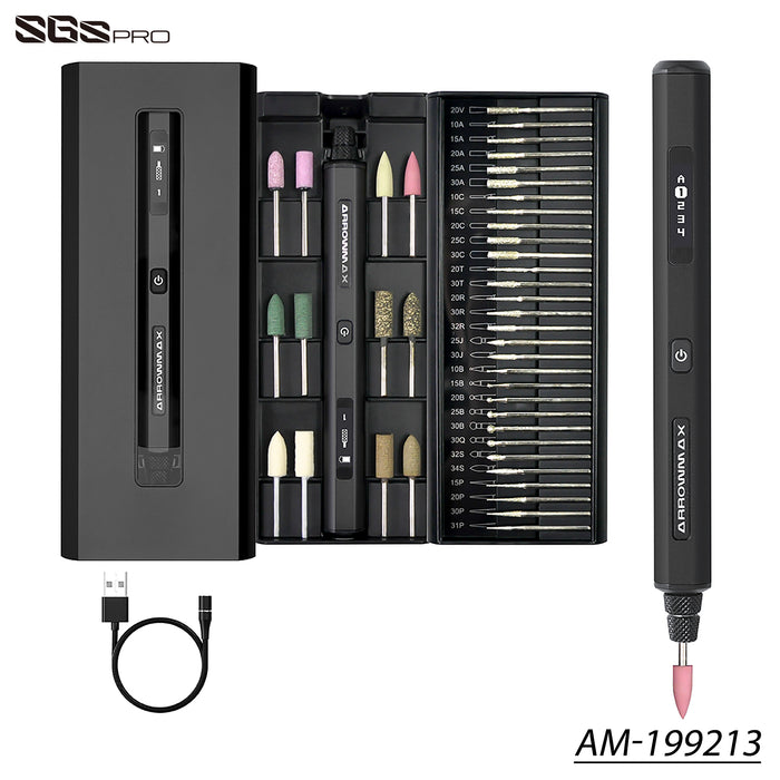 AM-199213 SGS PRO Smart Electric Engraving & Polishing Pen With Alu Case (42 in 1) Space Gray