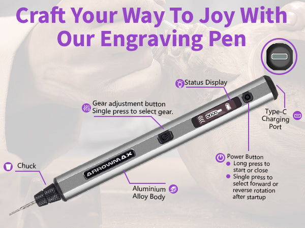 SGS Electric Engraving Pen With 30 Bits Space Gray(AM-230412-G)